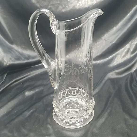 Antique EAPG Etched Skinny Pitcher - Picture 7 of 16